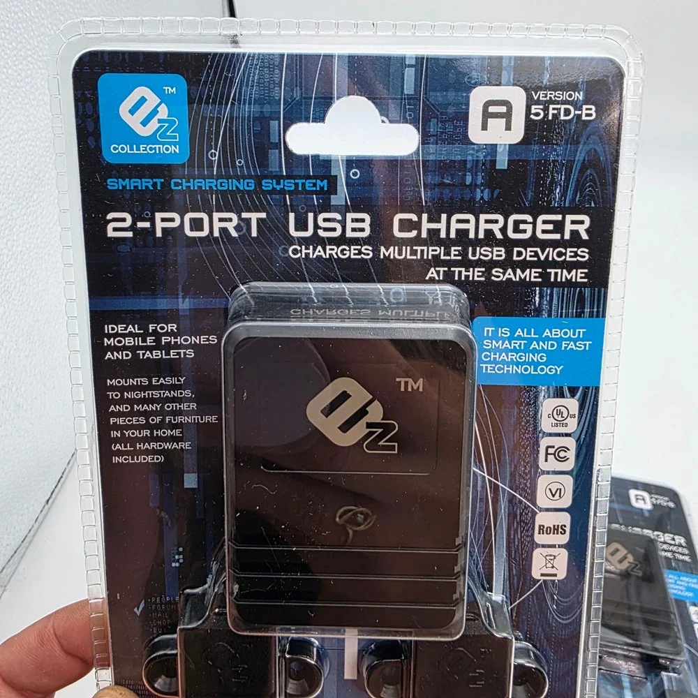 2 Pack EZ Collection 2-Port USB Charger Smart Charging System Black 5 FD-B O9